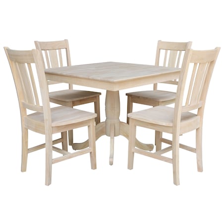 International Concepts 36 in. x 36 in. Square Top Pedestal Table  With 4 Dining Chairs Set of 5 K-3636TP-C10-4